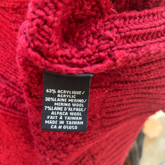 Jacob Red Cable Knit Zip Up Sweater in Size Large - Picture 6 of 6